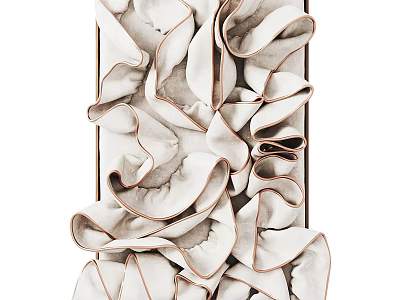 Modern Artistic Wall Decor With Ruffled Beige Fabric And Brown Edges 3d model