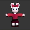 Cute Rabbit Plush Toy With Pink Ears Blue Eyes Red Top And Dark Skirt