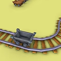Curved Toy Train Tracks With Small Toy Cars On Yellow Background