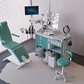 Professional Dental Medical Equipment with Green Chair Monitor Stool and Cabinet Drawers