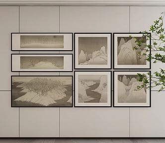 New Chinese Style Decorative Hanging Painting 3d model