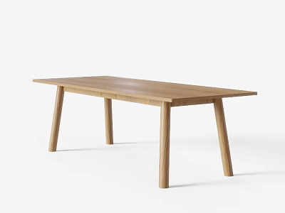 Minimalist Wooden Dining Table with Rectangular Tabletop and Slender Legs 3d model