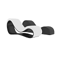 Modern Curved Accent Chair White and Black Upholstered Leisure Seating Design
