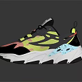 Colorful Chunky Sneakers With Pink Yellow Blue Mesh Upper And Thick White Sole