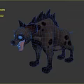 Game Movie Character Hyena Featuring Gray Body Dark Spots Spiked Back Yellow Eyes Sharp Teeth