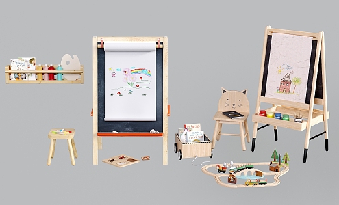 Modern drawing board blackboard writing board children's easel writing board 3d model