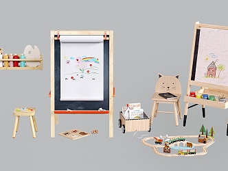 Modern drawing board blackboard writing board children's easel writing board 3d model