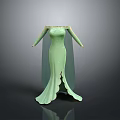 Man In Elegant Light Green Long Sleeve Dress With Ruffled Hem And Cape