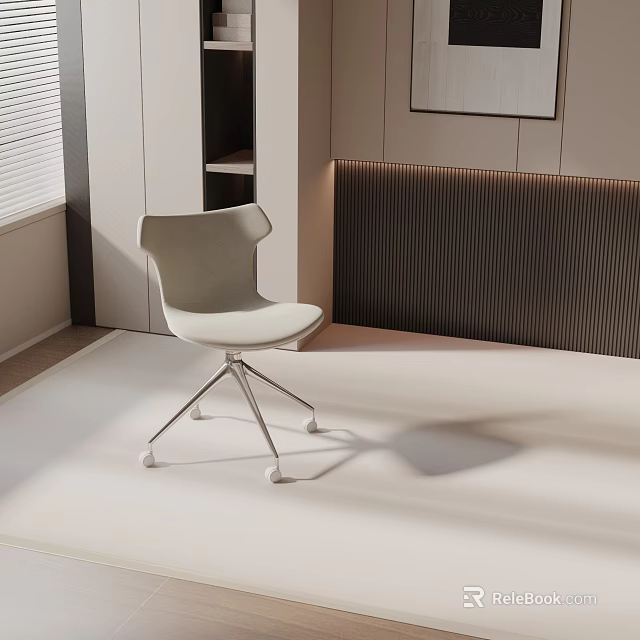Modern White Office Chair With Metal Frame And Sleek Design In Indoor Office Space 3d model 