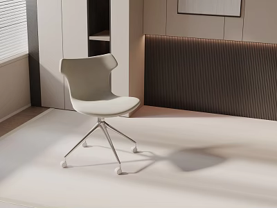 Modern White Office Chair With Metal Frame And Sleek Design In Indoor Office Space 3d model