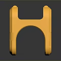Yellow Industrial Mechanical Part With Curved Design And Multiple Holes Structure