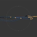 Decorative Sword With Blue Blade And Black Blue Patterned Belt With Golden Accents