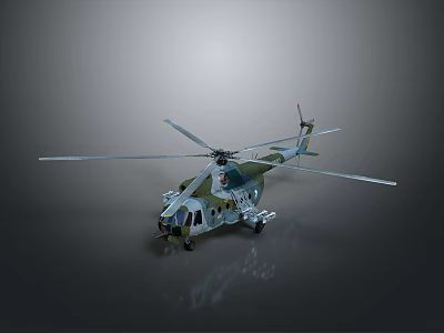 Detailed Military Helicopter 3D Rendering With Main Rotors And Fuselage Design Features 3d model