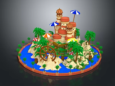 castle low mode castle pixel castle voxel castle 3d model