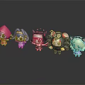 Cute Cartoon Style Colorful Dolls With Various Designs And Reflective