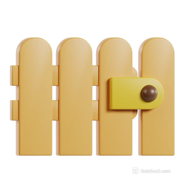 Decorative Ornament Set Yellow Fence Design With Small Door And Brown Round Decoration 3d model 