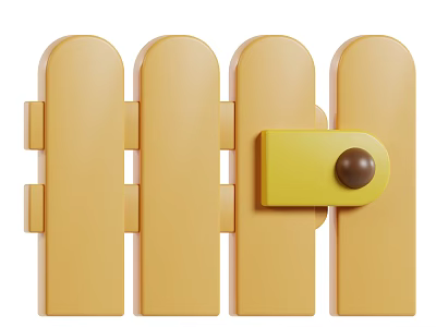 Decorative Ornament Set Yellow Fence Design With Small Door And Brown Round Decoration 3d model