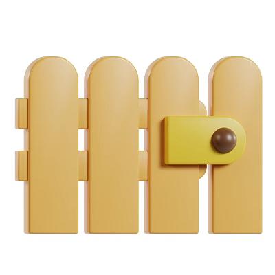 Decorative Ornament Set Yellow Fence Design With Small Door And Brown Round Decoration 3d model