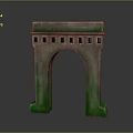Decorative Arch Architectural Component With Green Base Gray Top And Small Square Openings 3d model