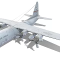 U.S. Air Force Military Transport Aircraft with Four Propellers and Wing Structure