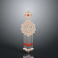 Elegant Silver Decorative Household Item With Intricate Hollow Design And Red Beads Tassels