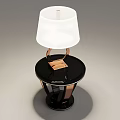 Modern Geometric Table Lamp With White Lampshade Black Base And Rose Gold Accents