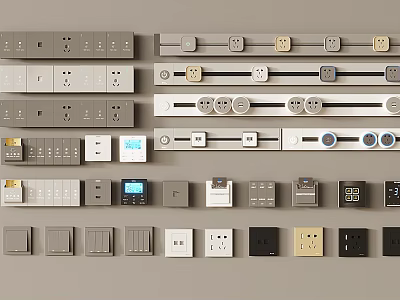 Diverse Switch Panels Collection With Multiple Colors Styles And Functional Designs 3d model