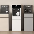 Different Colored Standing Household Appliances Including Water Dispensers And Coffee Makers