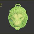 Golden Lion Head Sculpture With Mane Details Front View Dark Background Reflective Surface