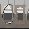 Modern Unique Shaped Mirrors Mounted On Wall Reflecting Interior Room Design 3d model
