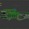Futuristic Mechanical Weapon With Gray And Orange Structure And Magazine Barrels