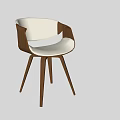 Modern Minimalist Dining Chair With Wooden Frame And Beige Curved Seat