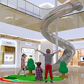 Indoor Mall Playground Featuring Stainless Steel Slide And Kids Playing