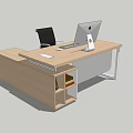 Modern Office Desk With Wooden Desktop White Legs Drawer Cabinet And Black Chair