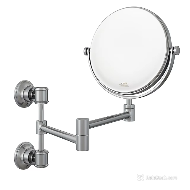 Wall Mounted Bathroom Mirror With Adjustable Metal Bracket And Chrome Finish 3d model 