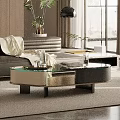 Modern Glass Top Coffee Table With Magazine Tray And Vase In Stylish Living Room
