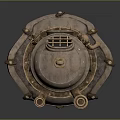 Vintage Brass Diving Helmet With Top Ring Side Pipe and Grille