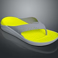 Comfortable Casual Flip Flops With Yellow Insole And Gray Perforated Upper Design