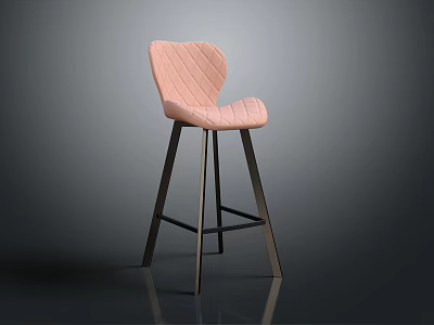 Modern Pink Quilted Bar Stool With Black Metal Legs And Sleek Design 3d model
