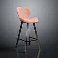Modern Pink Quilted Bar Stool With Black Metal Legs And Sleek Design