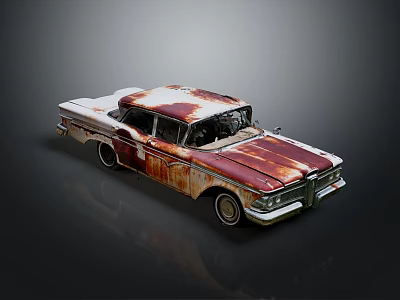 Old Rusted Vintage Classic Car With Weathered Exterior And Classic Design 3d model
