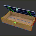 Wooden Storage Box With Open Lid And Empty Rectangular Interior