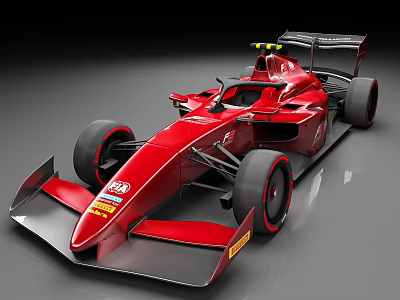 Red Streamlined Race Car With Aerodynamic Front Wing And Rear Wing Design 3d model