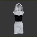 Stylish White Hooded Sleeveless Dress Featuring Dark Corset Design Apparel