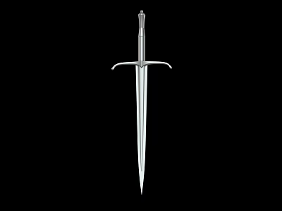 Classic Metallic Sword With Intricate Hilt And Sharp Blade Against Black Background 3d model