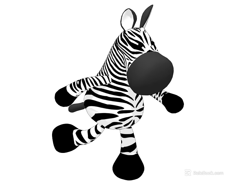 Cute Zebra Stuffed Toy With Black And White Stripes Soft Plush Design 3d model 