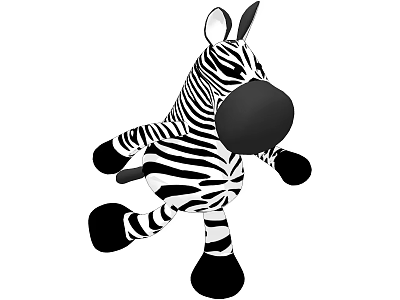 Cute Zebra Stuffed Toy With Black And White Stripes Soft Plush Design 3d model