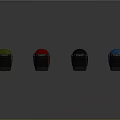 Weapon Helmets in Green Red Black Blue with Protective Masks and Reflective Surface