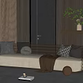 Modern Sectional Sofa with Plush Pillows Cozy Throw Blanket and Wooden Accents