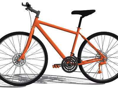 Orange Modern Bicycle With Black Seat And Wheels For Urban Commuting 3d model
